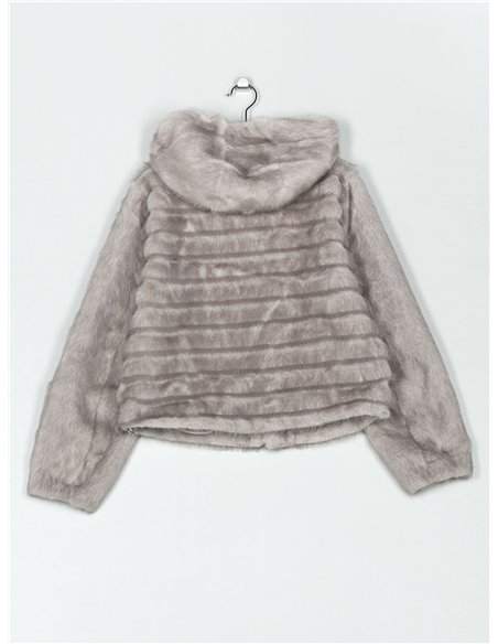 Chaqueta pelo rayas capucha
