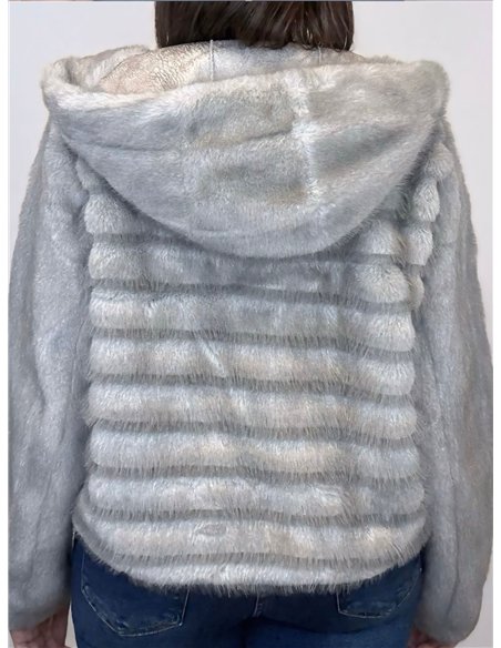 Chaqueta pelo rayas capucha