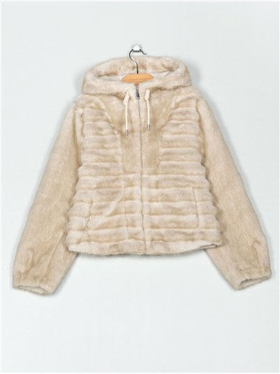 Chaqueta pelo rayas capucha