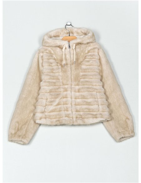 Chaqueta pelo rayas capucha