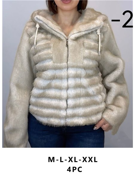 Chaqueta pelo rayas capucha