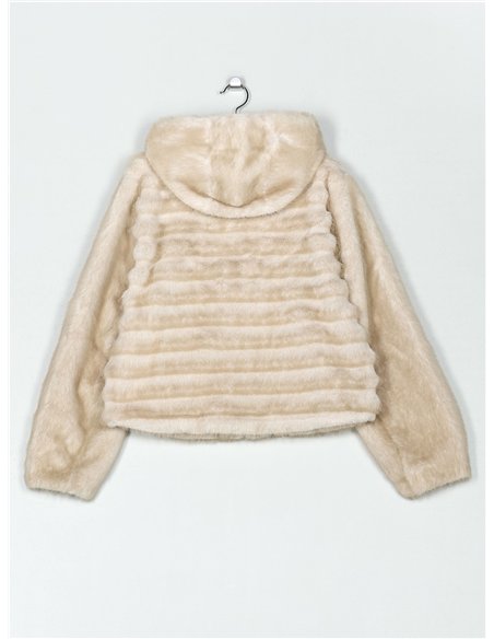 Chaqueta pelo rayas capucha