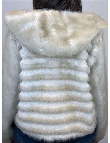 Chaqueta pelo rayas capucha