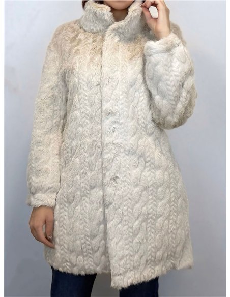 Abrigo amplio pelo textura trenzada