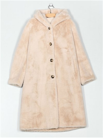Abrigo largo pelo con capucha