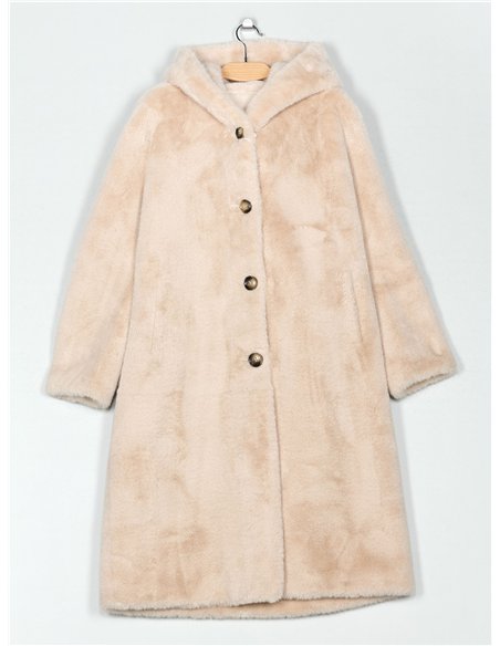 Abrigo largo pelo con capucha