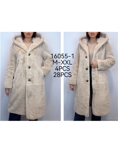 Abrigo largo pelo con capucha 2