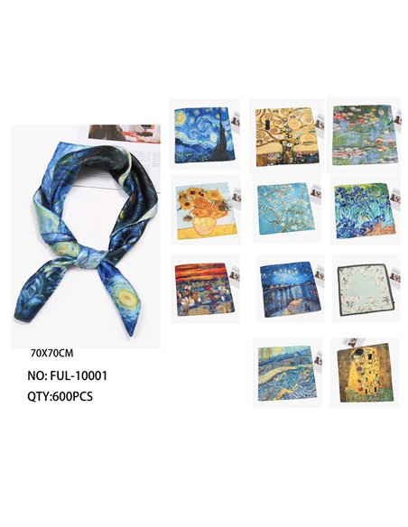 Pañuelo pequeño efecto seda cuadros famosos