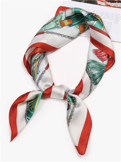 Pañuelo pequeño efecto seda cuadrado floral