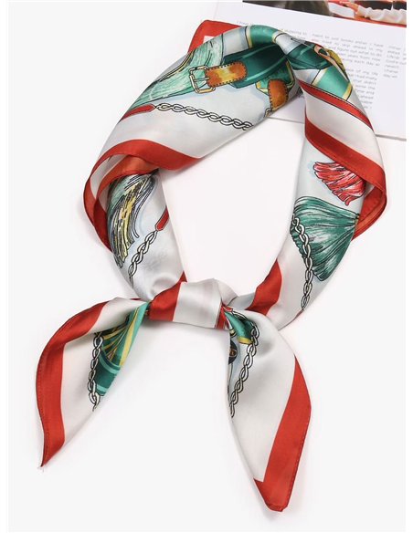 Pañuelo pequeño efecto seda cuadrado floral