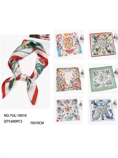 Pañuelo pequeño efecto seda cuadrado floral 2