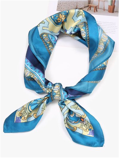 Pañuelo pequeño efecto seda cuadrado estampado