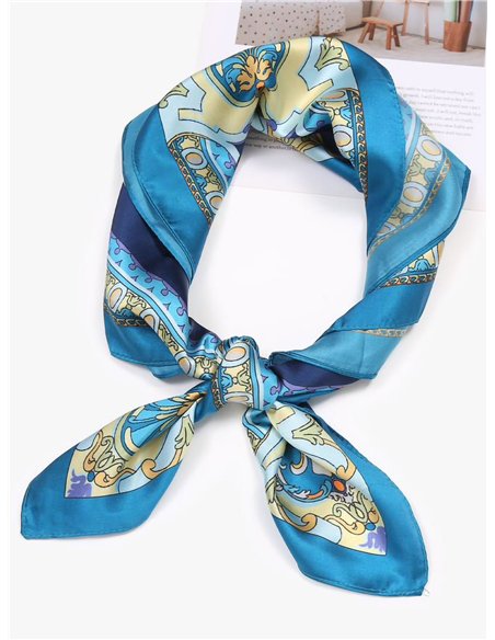 Pañuelo pequeño efecto seda cuadrado estampado