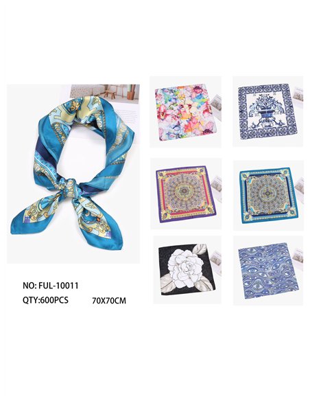 Pañuelo pequeño efecto seda cuadrado estampado