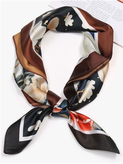 Pañuelo pequeño efecto seda cuadrado estampado