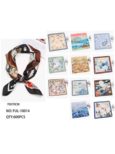 Pañuelo pequeño efecto seda cuadrado estampado 2