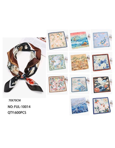 Pañuelo pequeño efecto seda cuadrado estampado