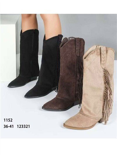 Bota alta efeco ante con flecos 2