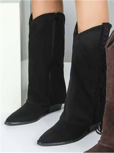 Bota alta efeco ante con flecos 2