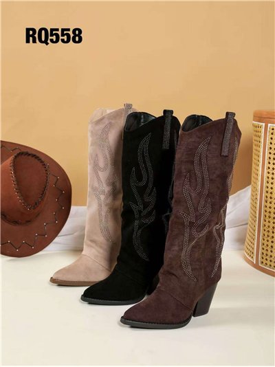 Bota cowboy alta con strass 2