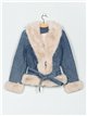 Cazadora denim cinturón cuello pelo