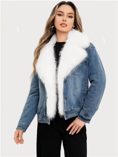 Cazadora denim cuello pelo
