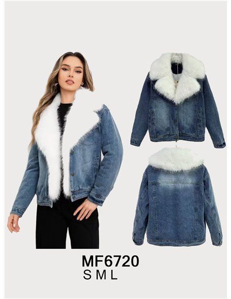 Cazadora denim cuello pelo