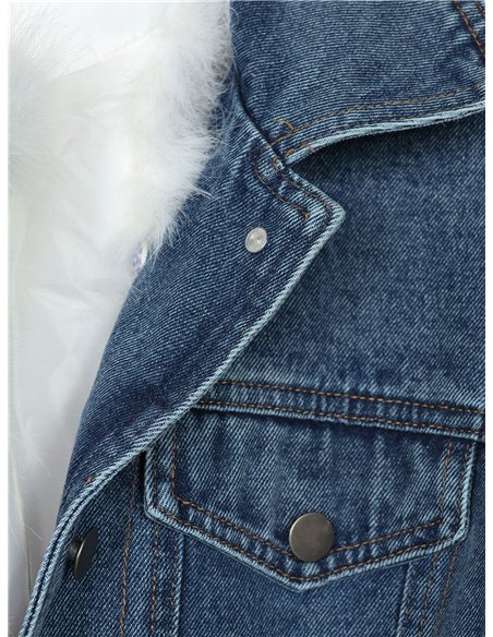 Cazadora denim cuello pelo