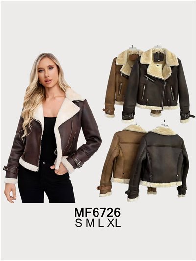 Chaqueta aviador efecto ante con pelo 2