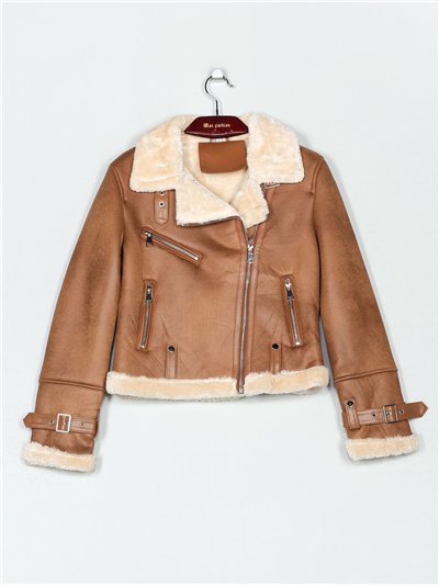 Chaqueta aviador efecto ante con pelo