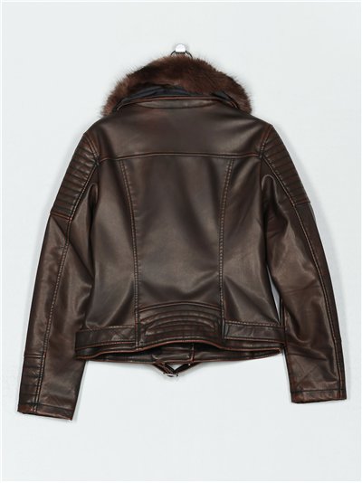 Chaqueta biker efecto piel con pelo 2