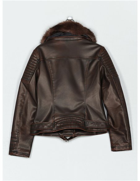 Chaqueta biker efecto piel con pelo