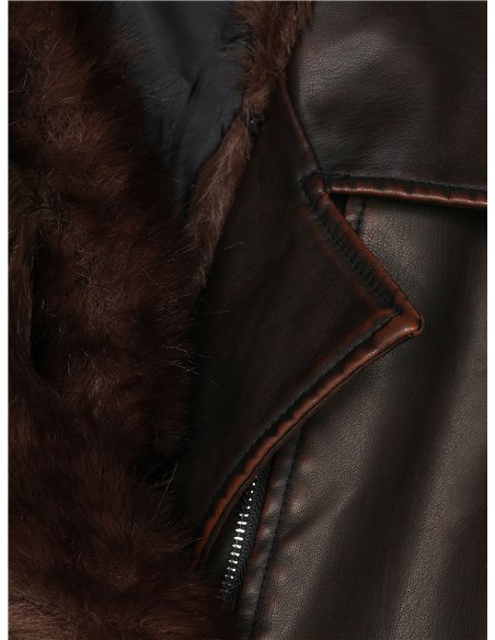 Chaqueta biker efecto piel con pelo