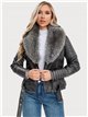 Chaqueta biker efecto piel con pelo
