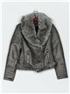 Chaqueta biker efecto piel con pelo