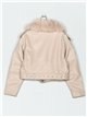 Chaqueta biker efecto piel con cuello de pelo