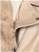 Chaqueta biker efecto piel con cuello de pelo