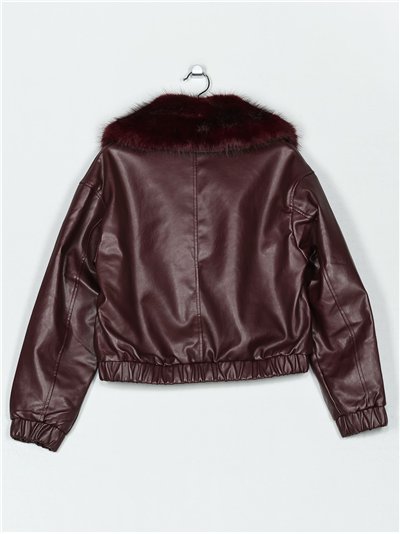 Bomber efecto piel con cuello de pelo 2