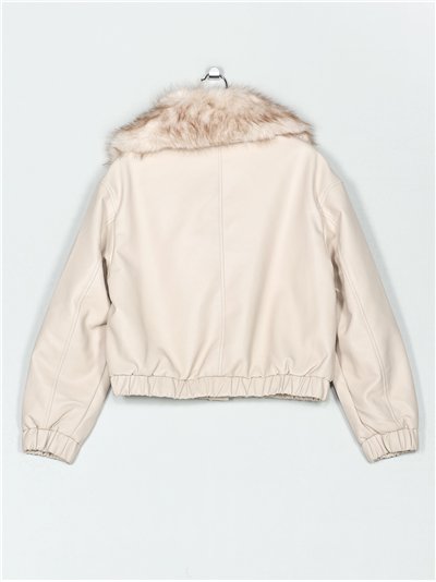 Bomber efecto piel con cuello de pelo 2