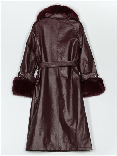 Abrigo largo efecto piel con cuello y puños de pelo 2
