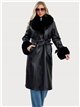 Abrigo largo efecto piel con cuello y puños de pelo