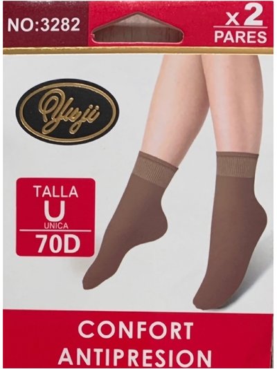 Calcetines tobillero lycra 70 deniers pack 2 pares