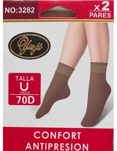 Calcetines tobillero lycra 70 deniers pack 2 pares