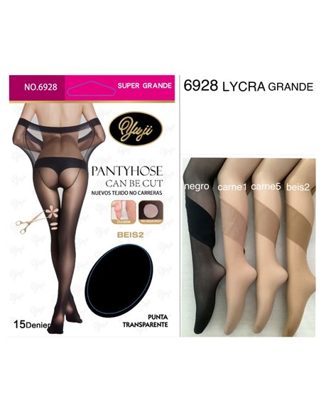 Pantis transparentes sin carreras talla super grande 15 Deniers