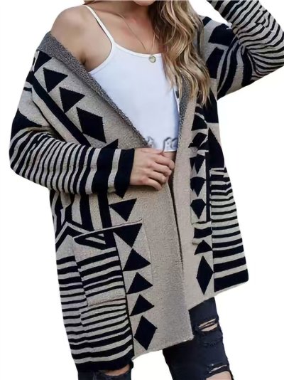 Cárdigan geométrico con capucha 