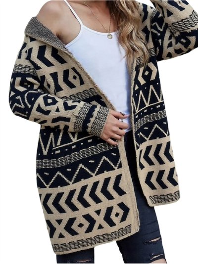 Hooded ethnic cardigan
