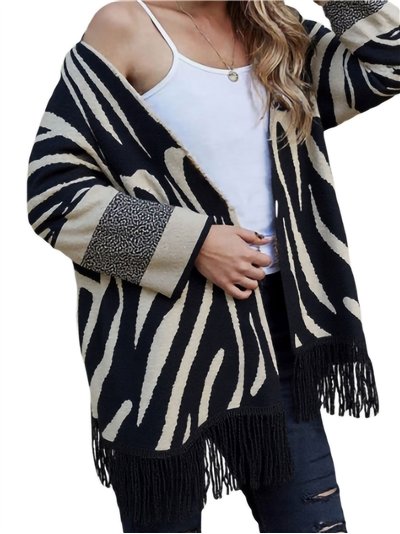 Cárdigan cebra flecos
