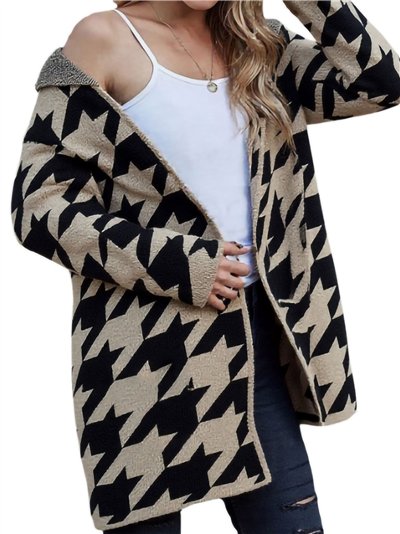 Cárdigan pata de gallo flecos