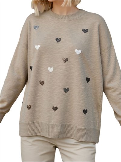 Jersey corazones lentejuelas