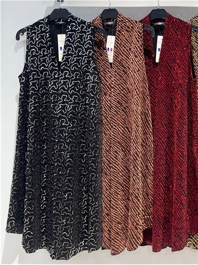 Vestido evasé fiesta lentejuelas sin mangas 2